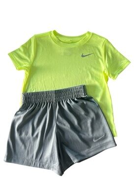 Nike Neon Yellow Tee with Gray Athletic Shorts NWT Boys 2T